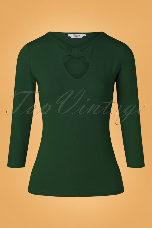 Banned Retro 43168 Queen Bow Top In Green 24062022 601 W