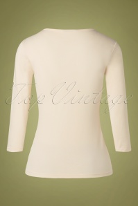 Banned Retro - 50s Queen Bow Top in Off White 2