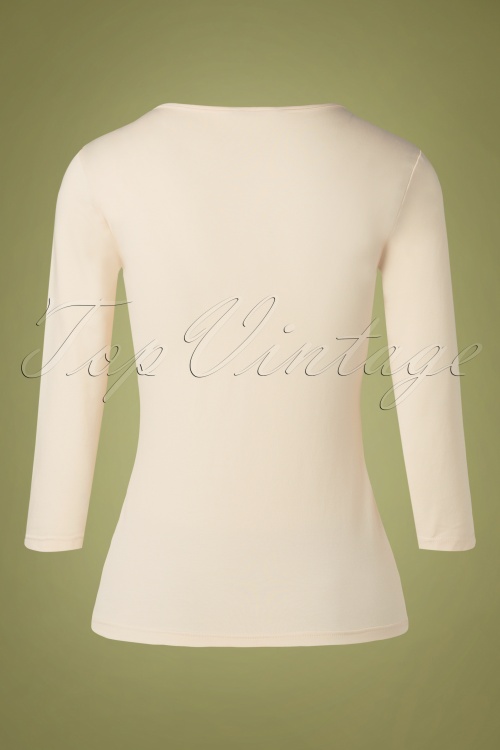 Banned Retro - 50s Queen Bow Top in Off White 2