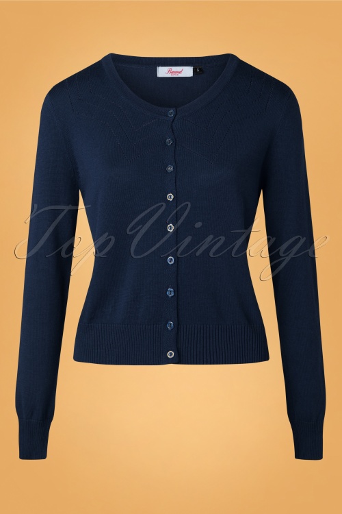 Banned Retro - 50s Winter Storm Cardigan in Navy