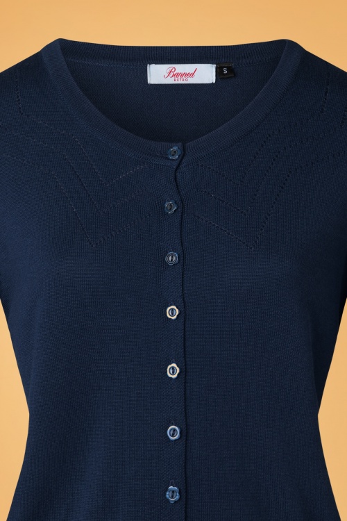 Banned Retro - 50s Winter Storm Cardigan in Navy 3
