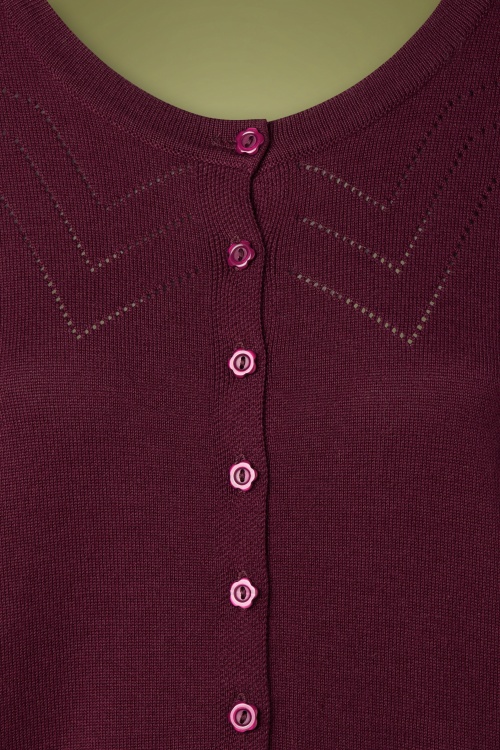 Banned Retro - 50s Winter Storm Cardigan in Burgundy 4
