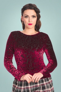 Banned Retro - 50s Evening Rose Top in Burgundy 2