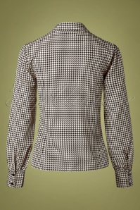 Vixen - 50s Cassie Pussey Bow Houndstooth Blouse in Black and Cream 4