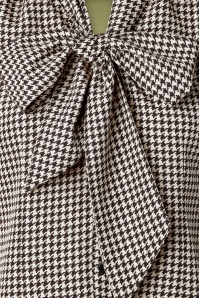 Vixen - 50s Cassie Pussey Bow Houndstooth Blouse in Black and Cream 2
