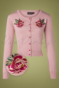 Vixen - 50s Serena Floral Cardigan in Pink