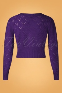 Vixen - 50s Chunky Knit Cardigan in Purple 2