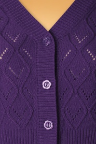 Vixen - 50s Chunky Knit Cardigan in Purple 4