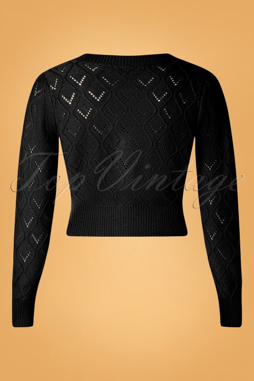 Vixen - 50s Chunky Knit Cardigan in Black 2