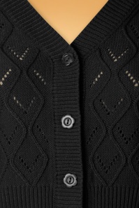 Vixen - 50s Chunky Knit Cardigan in Black 4