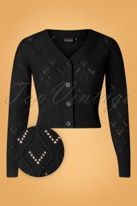 Vixen - 50s Chunky Knit Cardigan in Black