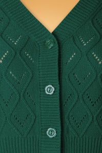 Vixen - 50s Chunky Knit Cardigan in Petrol Green 3