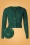 Chunky Knit Cardigan Années 50 en Vert Pétrole