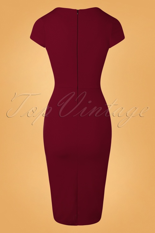 Vintage Chic for Topvintage - Vivien Pencil Dress Années 50 en Bordeaux 5