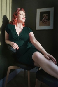 Vintage Chic for Topvintage - 50s Vivien Pencil Dress in Forest Green 3