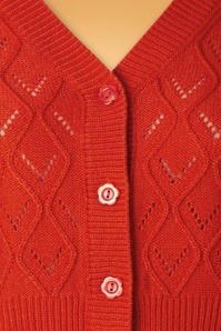 Vixen - Chunky Knit Cardigan Années 50 en Rouge Orangé 3