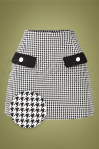 Vixen - Hella Houndstooth Mini Skirt Années 60 en Noir et Blanc