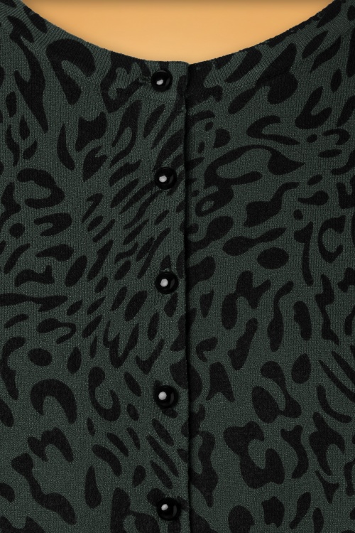 Vixen - 50s Petra Leopard Cardigan in Grey 3