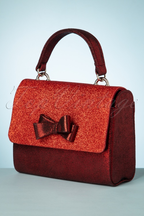 Ruby Shoo - 50s Redondo Handbag in Red Glitter