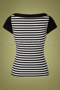 Vixen - 50s Suzie Striped Top in Black and White 2