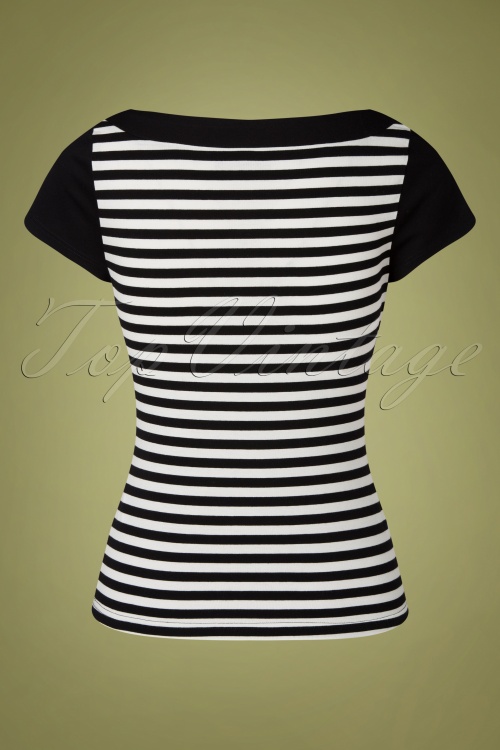 Vixen - 50s Suzie Striped Top in Black and White 2