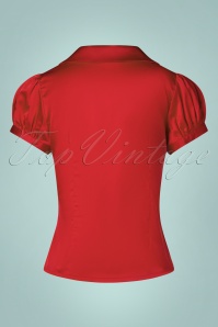 Vixen - Shelley blouse met pofmouwen in rood 4