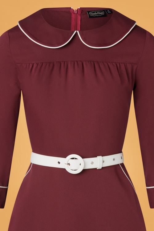 Vixen - 40s Corine Collar Swing Dress in Maroon 3