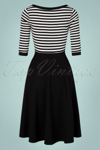 Vixen - 50s Sandy Striped Top Swing Dress in Black and White 4