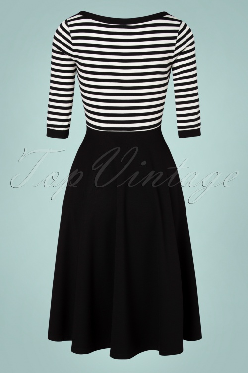 Vixen - Sandy Striped Top Swing Dress Années 50 en Noir et Blanc 4