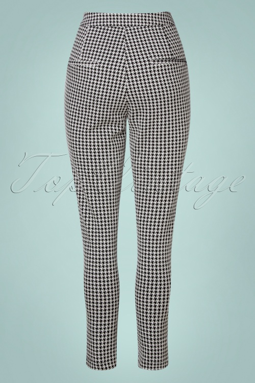 Vixen - 50s Barbara Houndstooth Cigarette Trousers in Black and White 2