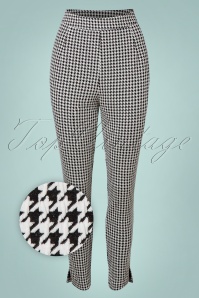 Vixen - 50s Barbara Houndstooth Cigarette Trousers in Black and White