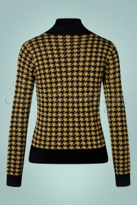 Vixen - Houndstooth Rollneck Sweater Années 60 en Noir et Moutarde 2