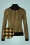 Houndstooth Rollneck Sweater Années 60 en Noir et Moutarde