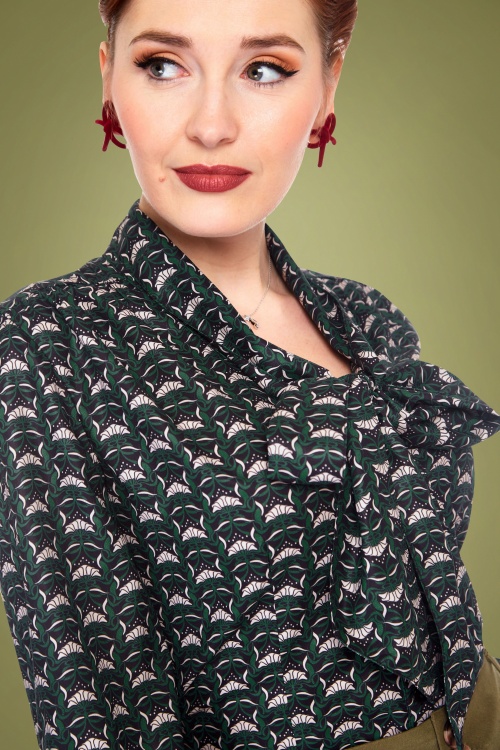 Vixen - Cassie Pussy Bow blouse in groen 2