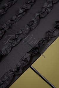 Collectif Clothing - Marilyn Streifen Regenschirm mit Rüschen in Schwarz 4