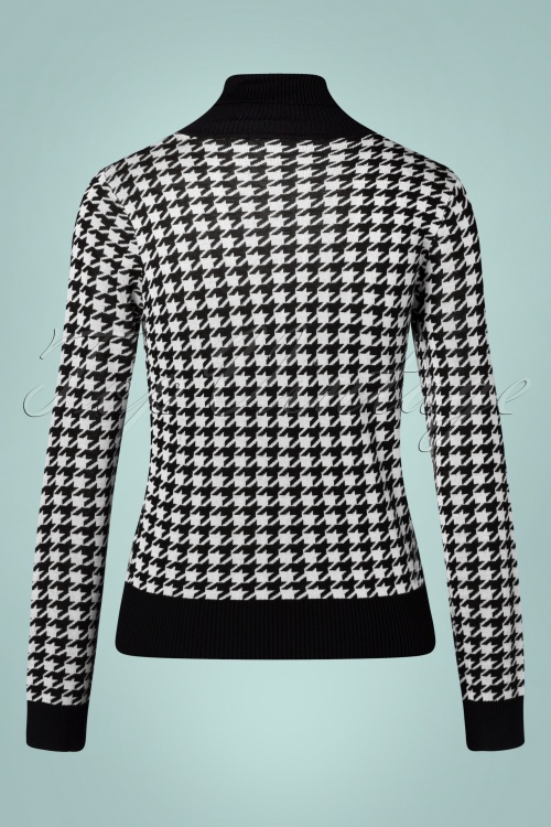 Vixen - 60s Houndstooth Rollneck Sweater in Black and White 4