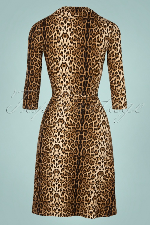Smashed Lemon - 60s Leny Leopard Dress in Brown 5