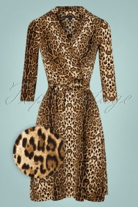 Smashed Lemon - Leny Leopard jurk in bruin 2