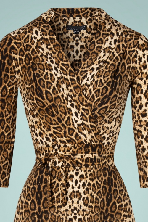 Smashed Lemon - Leny Leopard jurk in bruin 3