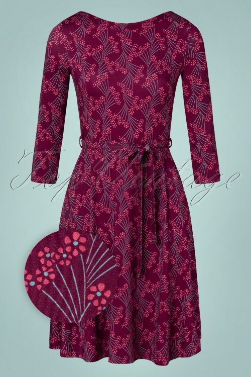 Lykka du Nord - 60s Charlette Asian Dress in Burgundy