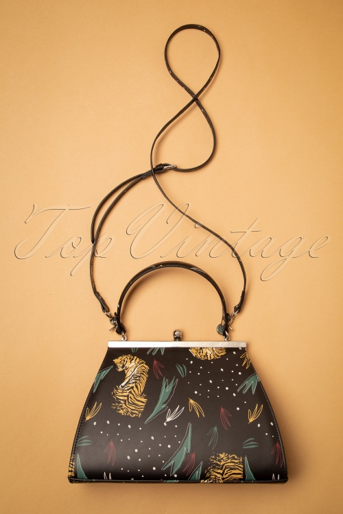 Collectif Clothing - Tonya Tiger Bag Années 50 en Noir 3