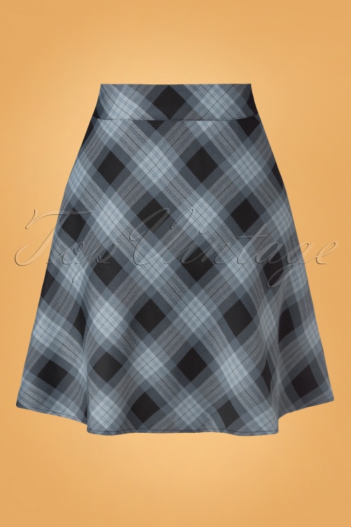 Vixen - 60s Tyra Tartan Skirt in Blue 3