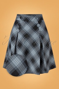 Vixen - 60s Tyra Tartan Skirt in Blue 2