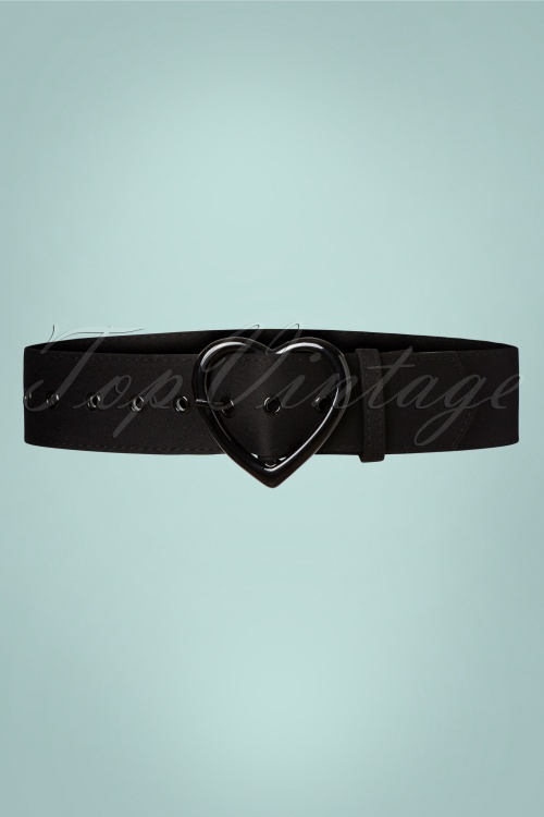 Collectif Clothing - 50s Adore Heart Belt in Black
