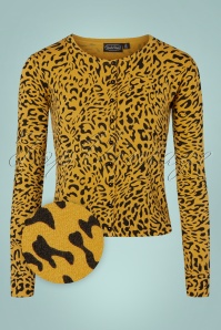 Vixen - Petra Leopard Cardigan Années 50 en Moutarde
