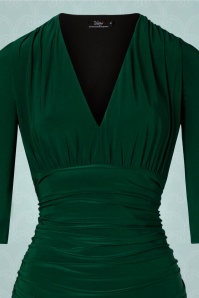 Vintage Diva  - The Harlow Pencil Dress in Dark Green 4