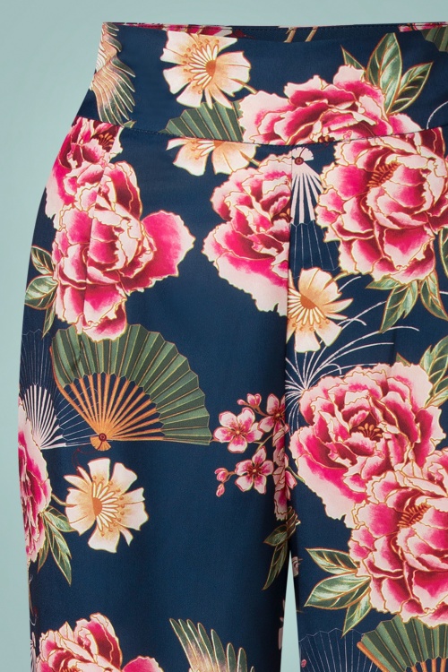 Vixen - Kim Kimono Trousers Années 50 en Bleu Marine 3