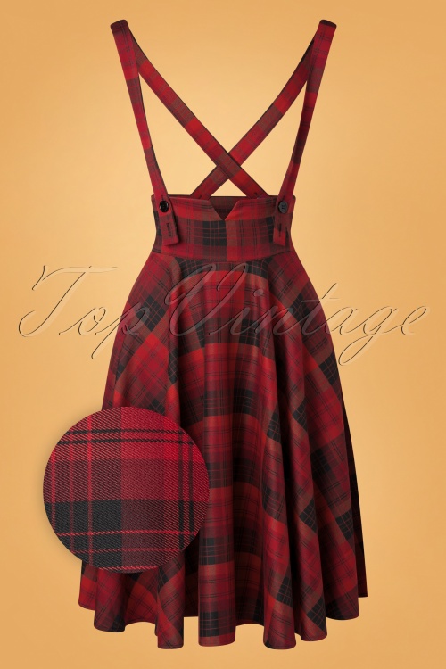 Vixen - 40s Toyin Tartan Swing Skirt in Red
