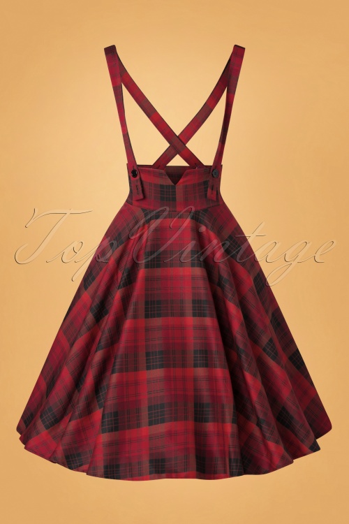 Vixen - 40s Toyin Tartan Swing Skirt in Red 2