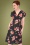 Tina Tulip Sleeved Floral Swing Dress Années 50 en Noir